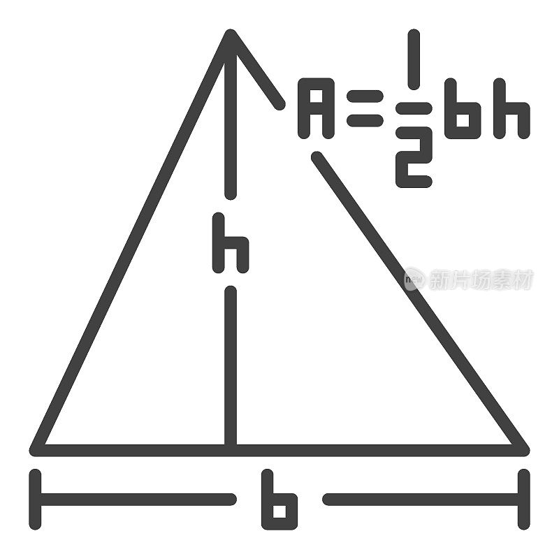 A=1/2bh矢量三角形概念线图标的面积